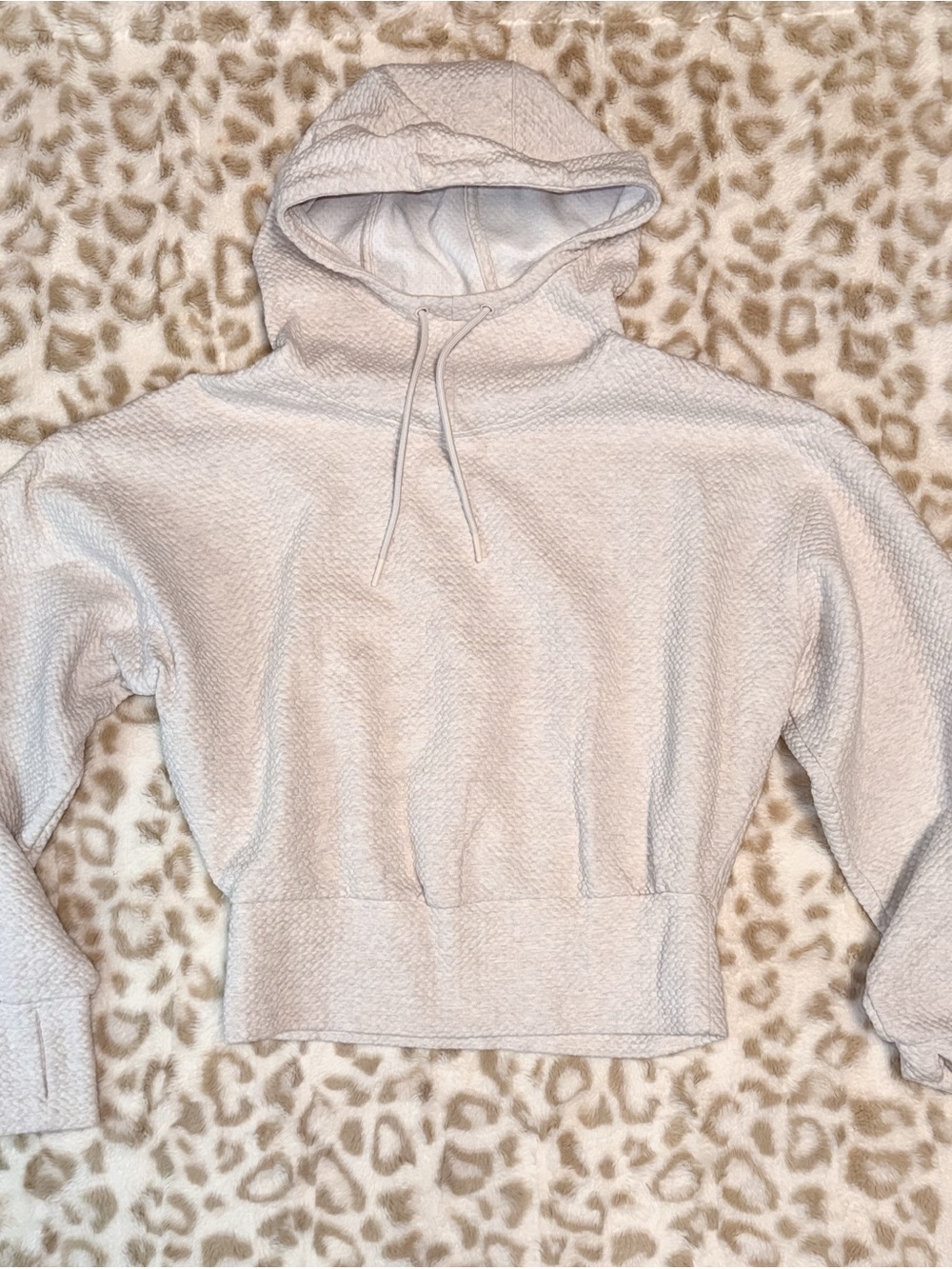Women's White Textured Hoodie Sweatshirt - Lightweight Pullover